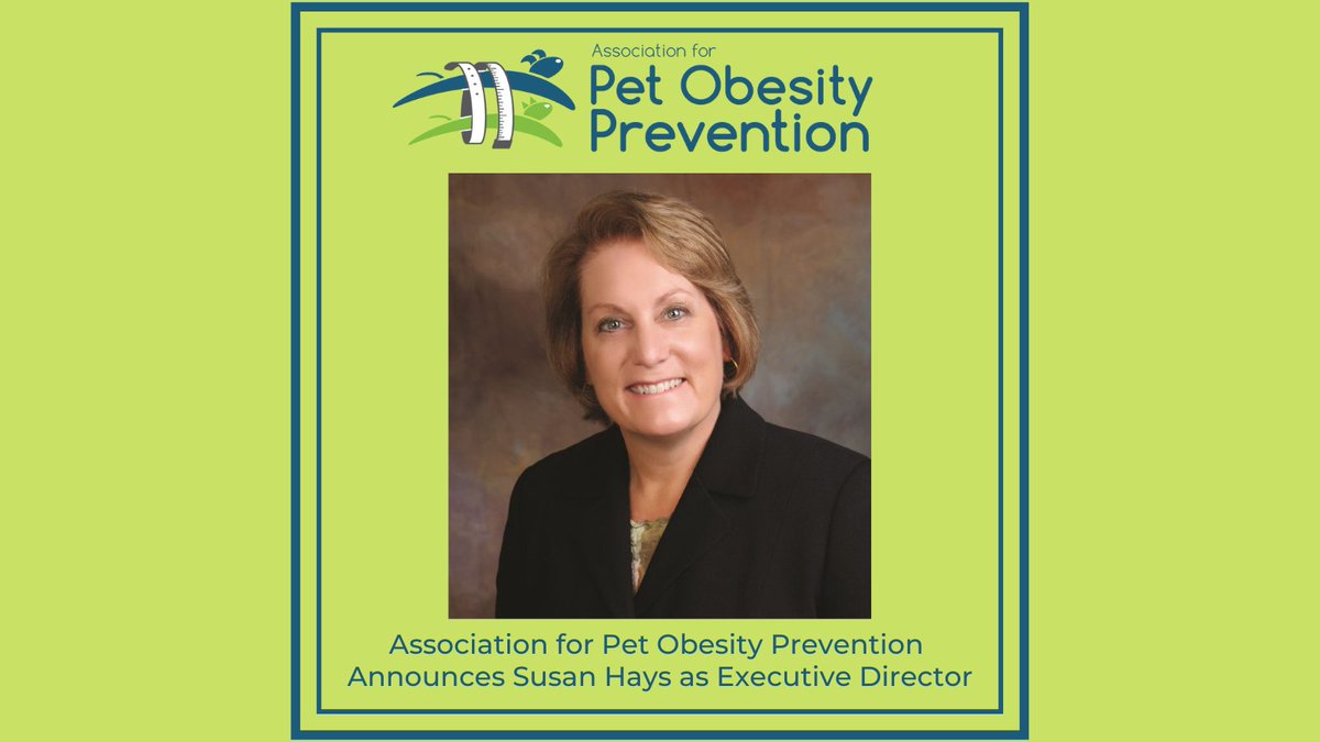 We're excited to announce Sue Hays, CBC as our new Executive Director! Sue's extensive #pet industry experience will help us expand our mission to prevent &amp; treat #petobesity 👏 #petfood #veterinary <a href="/petfoodindustry/">Petfood Industry</a> <a href="/uspetfood/">Pet Food Institute</a> petobesityprevention.org