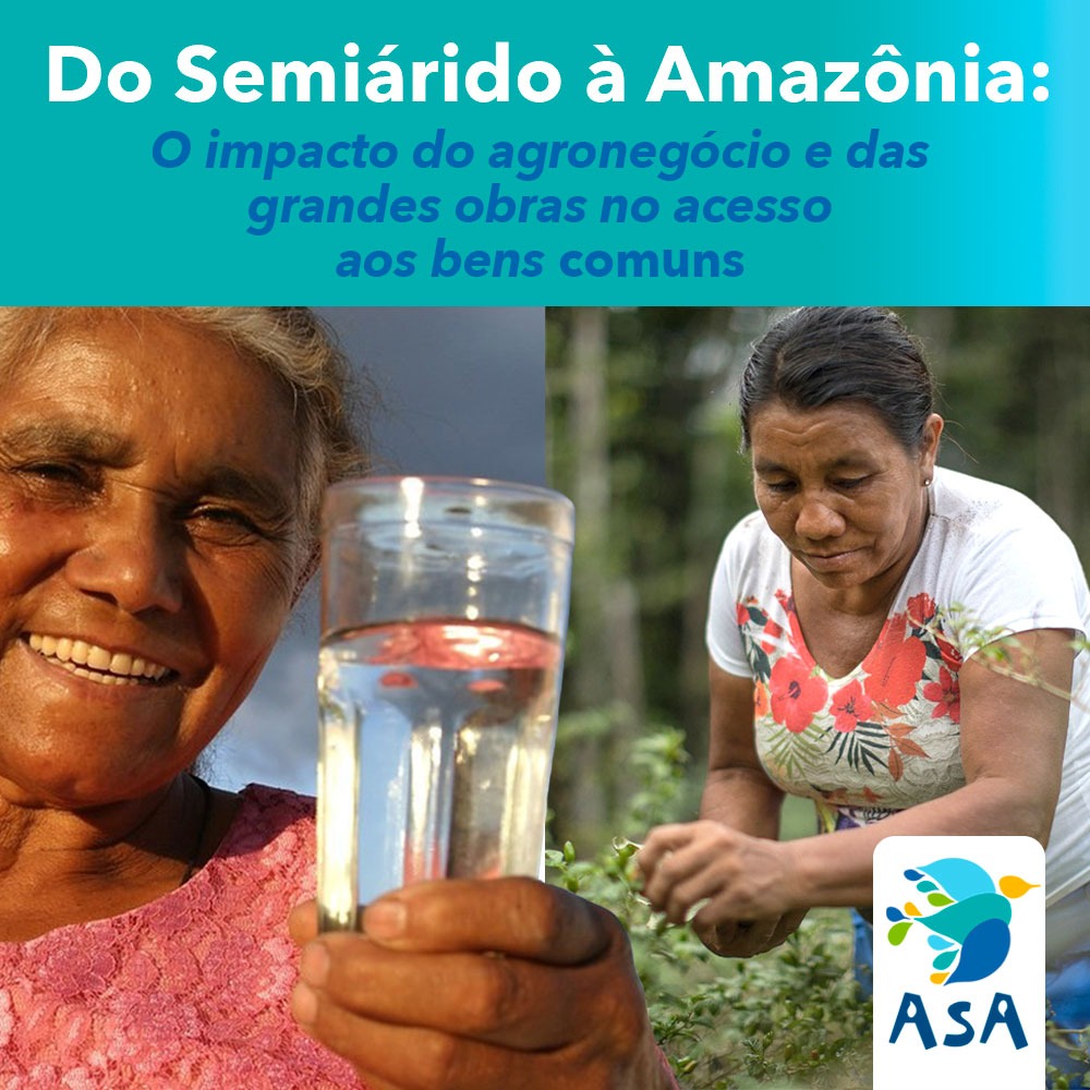 A terra, a água, as matas, o ar, o sol, são bens comuns que vêm cada dia mais sendo explorados de forma desmedida. 

 A ASA discute isso ao longo de mais de 20 anos e participa do 10º Fórum Social Panamazônico (<a href="/FospaOficial/">FOSPA #Bolivia2024</a>), de 28 e 31 de julho, em Belém do Pará.