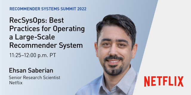 BrettOl11096261's tweet photo. Want to know how RecSysOps helped @NetflixResearch reduce production issues, increase #recsys quality, and decrease time spent on debugging issues? Join @ehsan_saberian from Netflix, on July 28 at our Recommender Systems Summit. https://t.co/PcE6v5ZTuL https://t.co/rLRDppX1IU