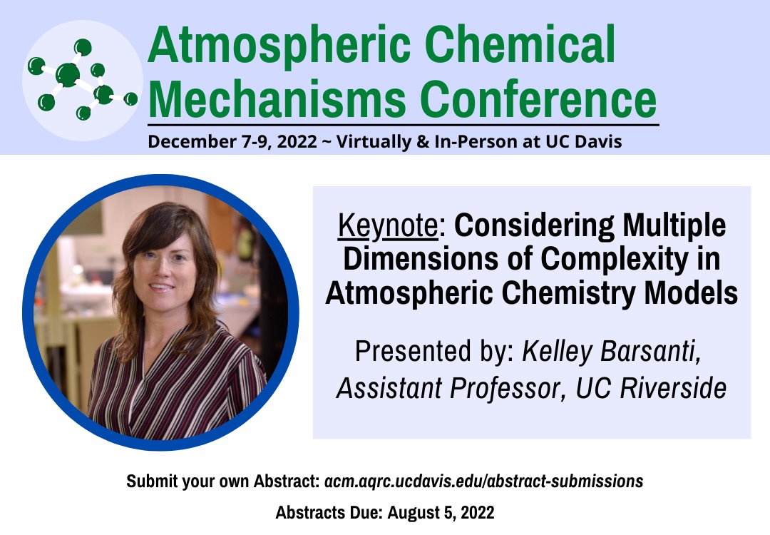 We are excited to share Dr. <a href="/barsantikelley/">Kelley Barsanti</a> will be providing the #ACM2022 Keynote! Her topic will surround considerations of the multiple dimensions of complexity in #AtmosChem models. bit.ly/3RgqVX5
#AtmosphericChemistry #AtmosphericMechanisms  #AtmosSci