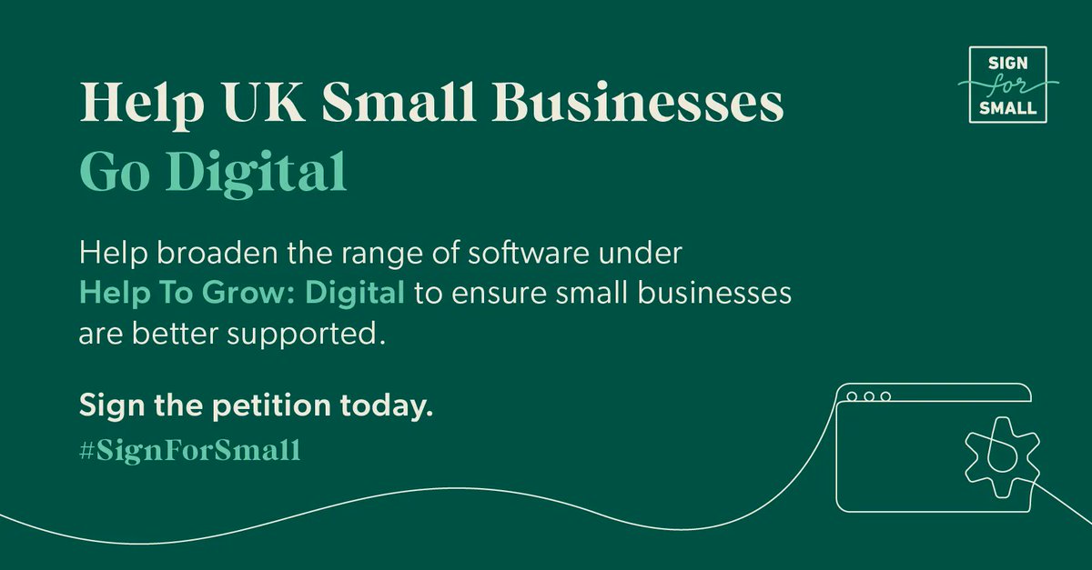 Now more than ever, small businesses need more support, but the #HelpToGrow Digital scheme offers a limited number of resources. Help broaden the range of software offered under the scheme to help businesses go digital. Sign the petition: signforsmall.uk #SignForSmall