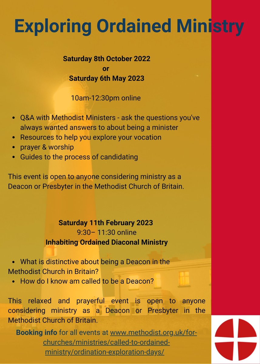 Exploring ordained ministry? Or know someone who is?

Events to support those exploring...

Booking open for October 8th 2022

ow.ly/Ws7I50K6jGV