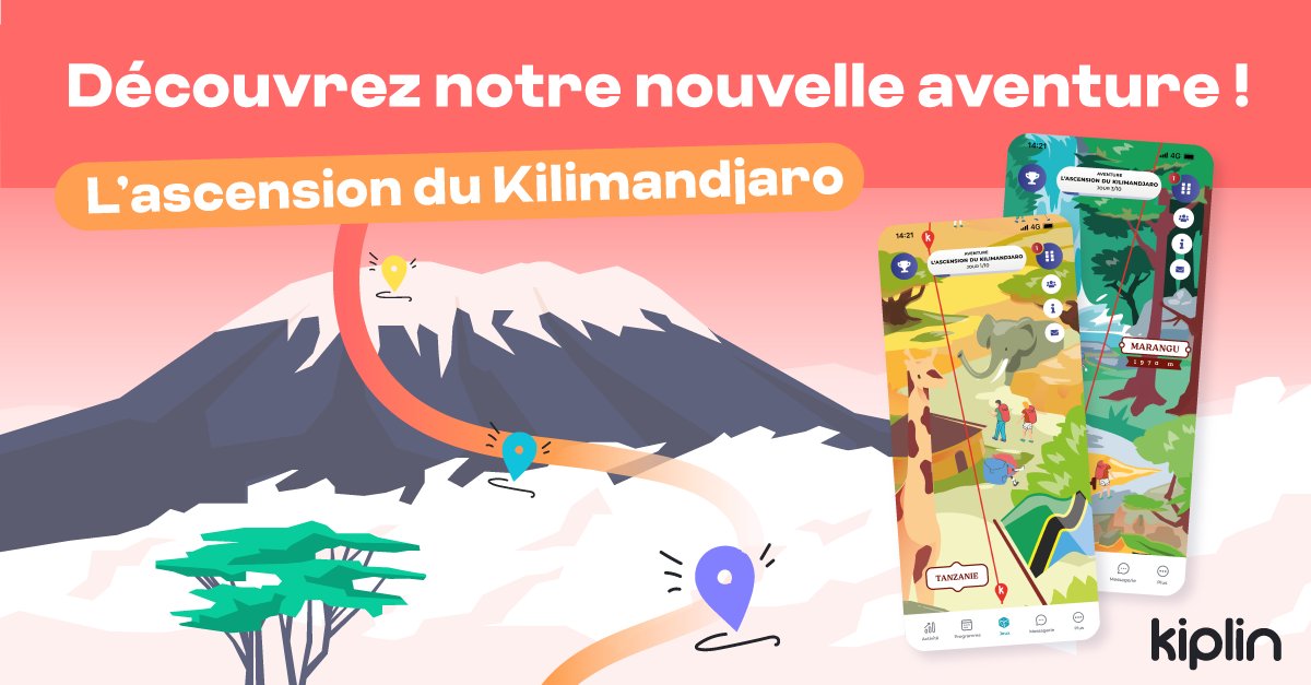 [L’Aventure se pare d’une nouvelle carte 🎴]

 L’Aventure by Kiplin met le cap sur la Tanzanie 🐘 et invite ses joueurs à parcourir les 5695 mètres du légendaire Kilimandjaro 🗻. Valorisez l'énergie collective, l’activité physique régulière 🚶‍♂️🚶‍♀️ et vivez une expérience unique