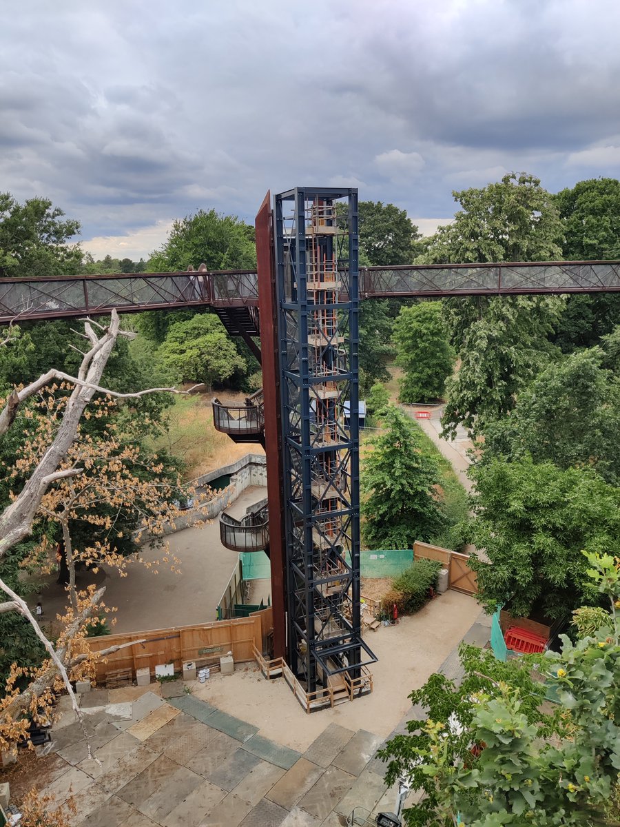 evolveuk's tweet photo. The team have been getting back to nature at @kewgardens as the popular Treetop Walkway gets a brand new lift. The newly-installed steelwork will soon be enclosed in glass, with the careful steel detailing exposed behind it. 

@mulroyarchitect @CityAxisLondon #Engineering #Steel https://t.co/tXFNJKFtwS
