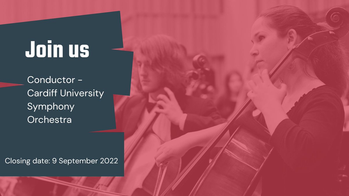 cardiffunimusic's tweet image. An exciting new opportunity to join @cardiffuni &amp;amp; @cardiffunimusic. 

We’re looking to appoint a new conductor for the Symphony Orchestra, to start in October 2022. 
🎷🎻🎺

🔗Details: bit.ly/3be6Y3c
🗓️ Closing: 9 September 2022