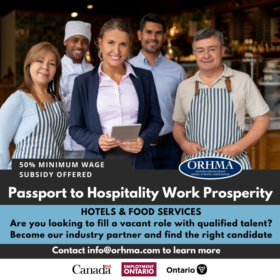 We are still looking for amazing industry partners to join us on the mission of welcoming qualified individuals into the hospitality sector!

Join our Passport to Hospitality program today by emailing info@orhma.com