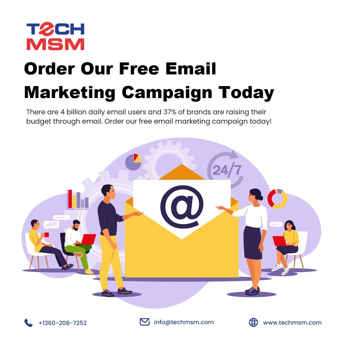 TechMSM1's tweet image. There are 4 billion daily email users and 37% of brands are raising their budget through email. Order our free email marketing campaign today!

#emailmarketing #techmsm #campaign #mobileappdevelopment #webdevelopment #webdesign #digitalmarketing