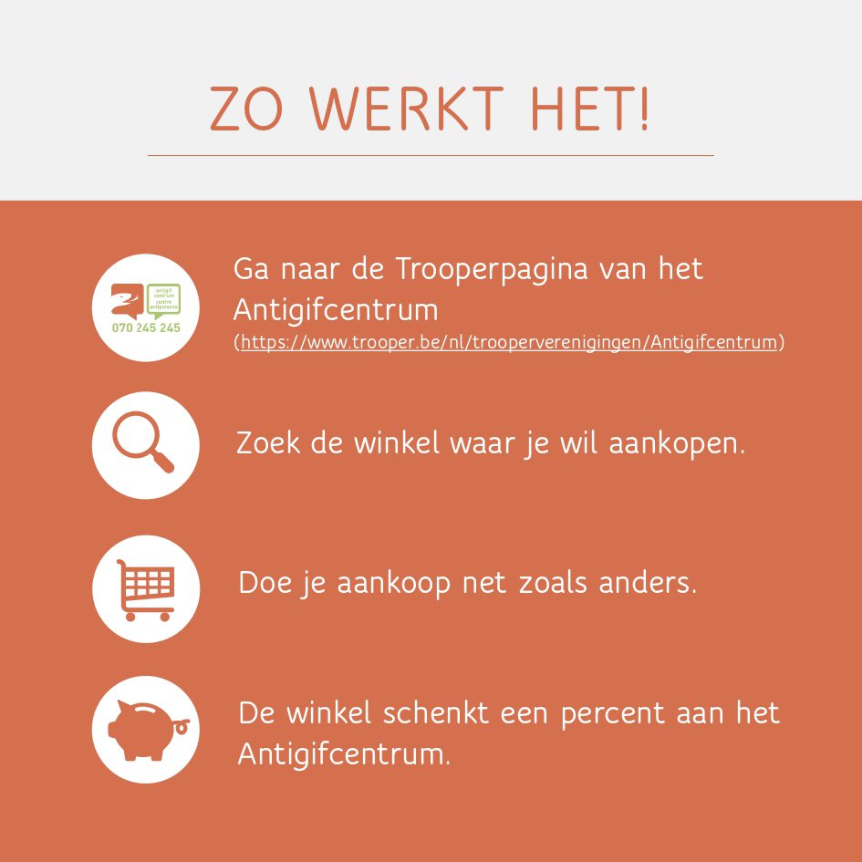 be_poisoncentre's tweet photo. Online shoppen en ZONDER extra kosten het Antigifcentrum steunen?🤔Het kan!🎉Dankzij het Trooper-platform.🤩 https://t.co/srewtnTsRS 

Lees in deze post verder hoe het werkt! Alvast bedankt voor je steun!❤️💚

#trooper #donate #support https://t.co/sv7kMCuAqw