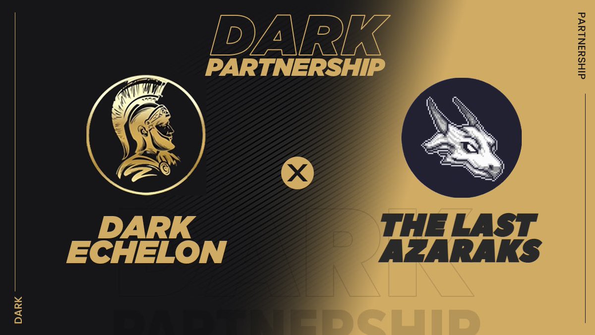 Dark Echelon would like to announce its partnership with @TheLastAzaraks.
All Dark Echelon holders will be whitelisted for their upcoming mint, we look forward to a successful launch.
