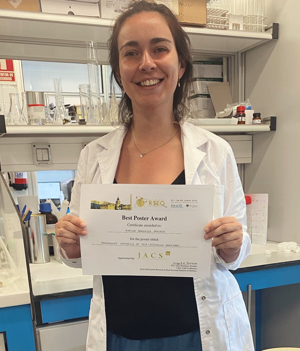 Marina_Chem's tweet image. I’m so glad to have been awared as one of the best posters, sponsored by   @J_A_C_S at the #BienalRSEQ2022 organized by @RSEQUIMICA Thank you very much!!!