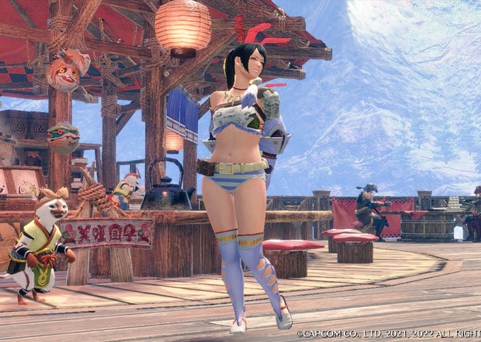 縞パンあるなんて今作のモンハンはけしからんな🤔 