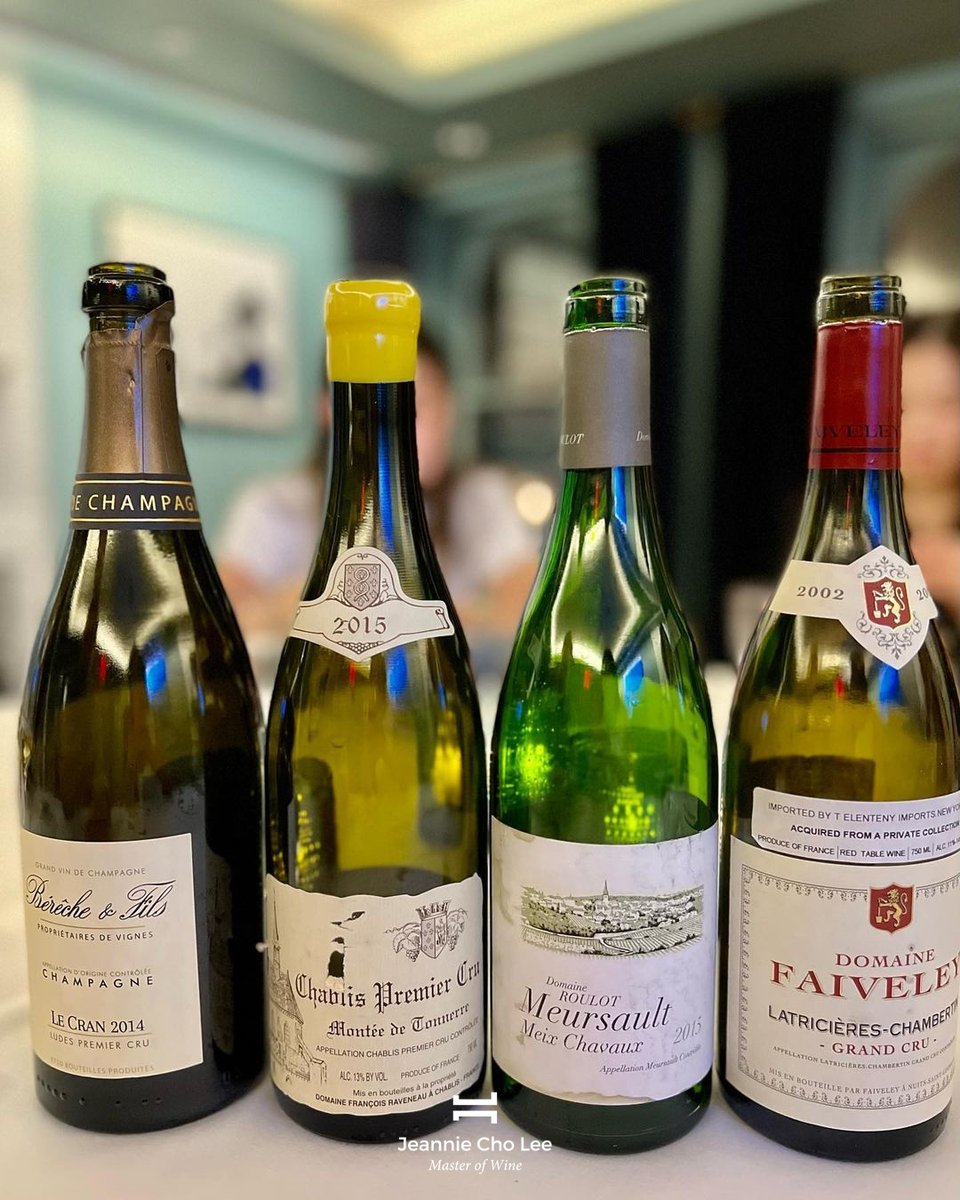 A wonderful lineup of wines - from the delicious Bereche champagne to the glorious Raveneau Montée de Tonnerre, the minerally Roulot Meursault &amp; the wonderful Faiveley Latriciere-Chambertin at its perfect peak!
#champagne #burgundy #chablis #meursault #latriciereschambertin