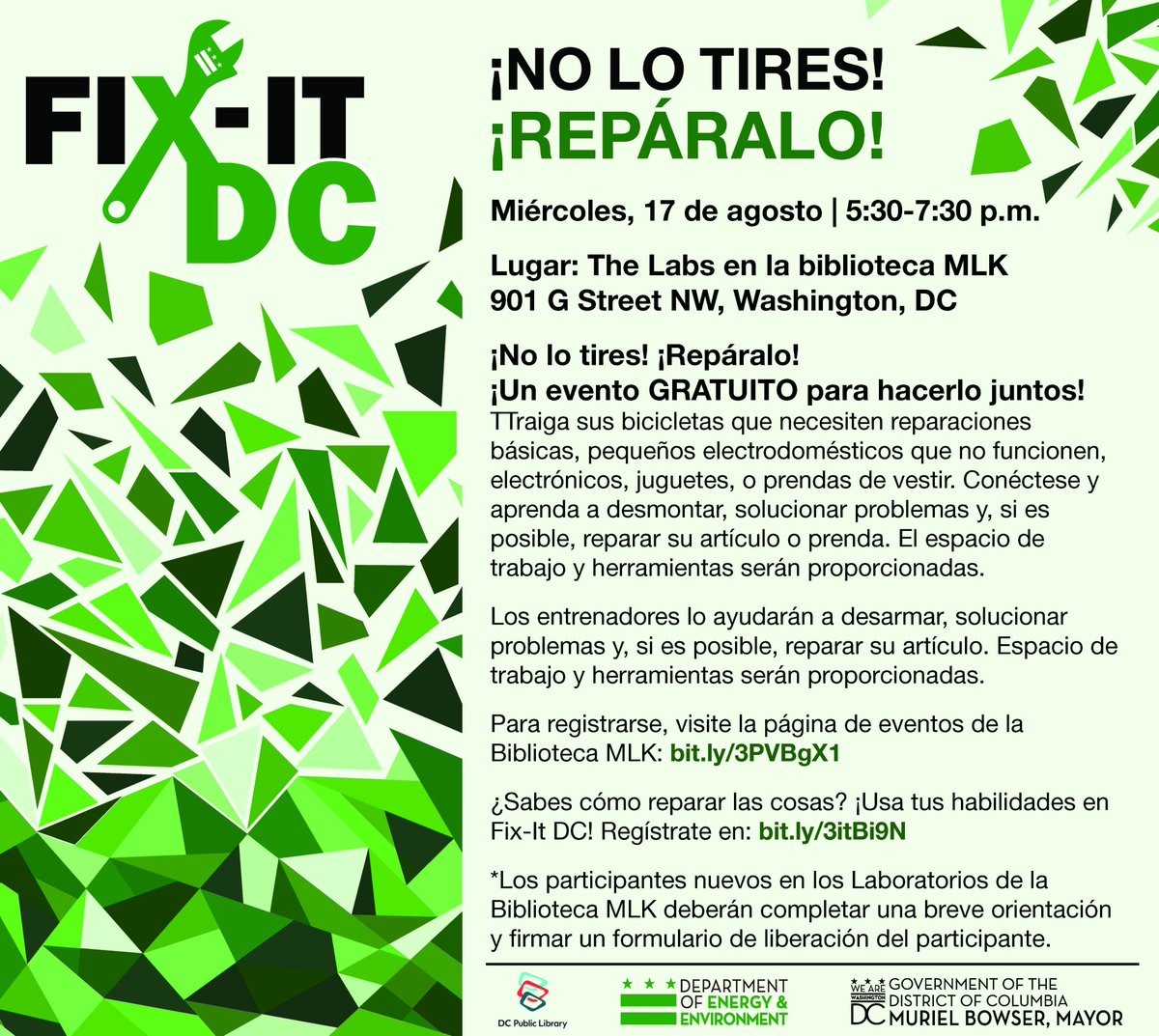 August 17th: Fix-It DC event at MLK Library! bit.ly/3PVBgX1