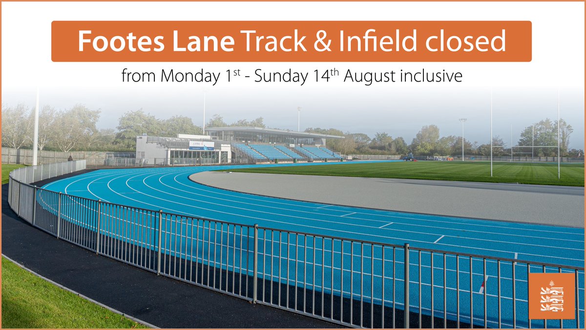 Ahead of the NatWest International Island Games next year <a href="/FootesLane/">Footes Lane</a> Track &amp; Infield will be closed to the public from Monday 1st - Sunday 14th August inclusive.

The works to the track include track cleansing and relining in time for the games next July.

(1/2)