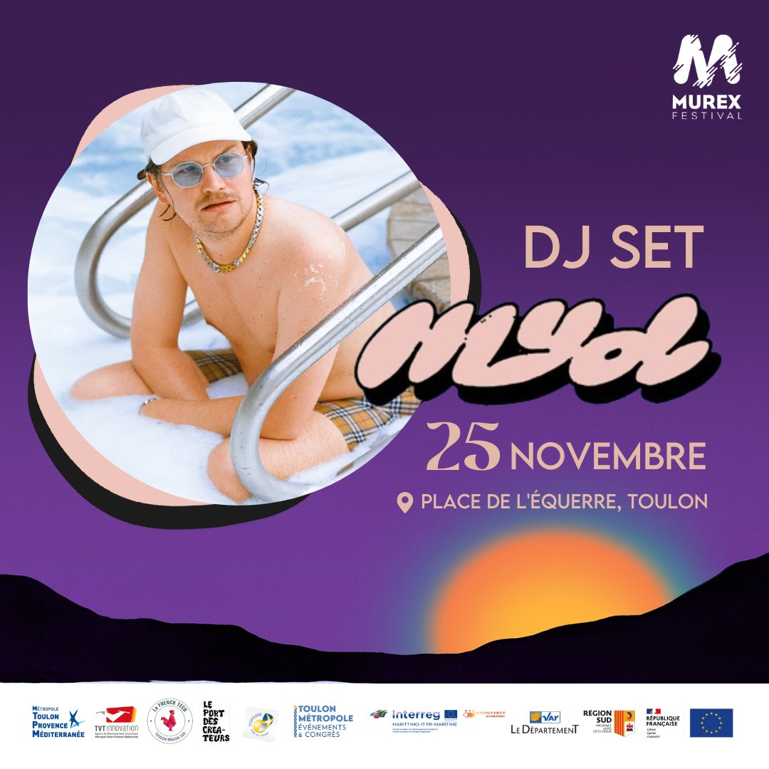 Nous avons une grande nouvelle à vous annoncer  👀: <a href="/MydSound/">Myd</a> sera au <a href="/Murexfestival/">Murex Festival</a> pour un DJ Set exceptionnel vendredi 25 novembre à #Toulon ! 🥳🎧
Le DJ set est gratuit, ouvert à tous sans inscription. #savethedate #murex22 #murexfestival #festival