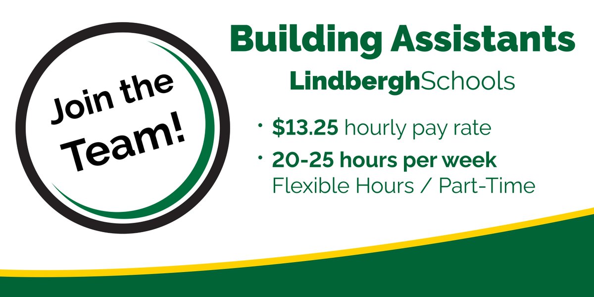 Now hiring! Lindbergh Schools is looking for Building Assistants throughout the district. If you are a positive individual who enjoys working with children, this position at the heart of our school community may be a great fit for you!  Apply here: bit.ly/3PY99GK