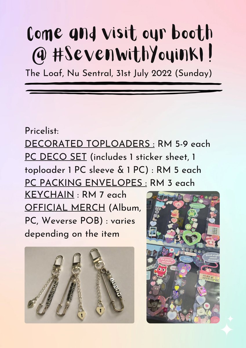seokjjining's tweet photo. don't forget to come drop by our booth this Sunday (31st July) @ #SevenWithYouinKL !! see u there 🤍 https://t.co/tN3Mncgese