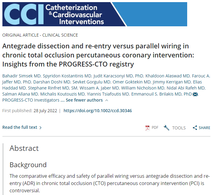 Baha Simsek (@bahadirsimsekmd) on Twitter photo Our article on ADR vs parallel wiring in CTO PCI is online. Thanks to <a href="/esbrilakis/">Emmanouil Brilakis</a> <a href="/S_Kostantinis/">Spyros Kostantinis</a> <a href="/JuditKaracsonyi/">Judit Karacsonyi</a> <a href="/AllanaSalman/">Salman Allana, MD FACC FSCAI</a> <a href="/KAlaswadMD/">Khaldoon Alaswad MD</a> <a href="/FaroucJaffer/">Farouc Jaffer MD PhD</a> <a href="/DrDarshanDoshi/">Darshan Doshi, MD, MS</a> <a href="/sevketgorgulu/">Şevket Görgülü</a> <a href="/ogoktekin/">Dr. Omer Goktekin</a> <a href="/kerrigjl/">Jimmy Kerrigan</a> <a href="/evhaddad/">Elias Haddad</a> <a href="/RinfretStephane/">Stéphane Rinfret, MD SM</a> <a href="/wissamj123/">Wissam A Jaber</a> <a href="/wjn_md/">William Nicholson</a>
onlinelibrary.wiley.com/doi/10.1002/cc… Our article on ADR vs parallel wiring in CTO PCI is online. Thanks to <a href="/esbrilakis/">Emmanouil Brilakis</a> <a href="/S_Kostantinis/">Spyros Kostantinis</a> <a href="/JuditKaracsonyi/">Judit Karacsonyi</a> <a href="/AllanaSalman/">Salman Allana, MD FACC FSCAI</a> <a href="/KAlaswadMD/">Khaldoon Alaswad MD</a> <a href="/FaroucJaffer/">Farouc Jaffer MD PhD</a> <a href="/DrDarshanDoshi/">Darshan Doshi, MD, MS</a> <a href="/sevketgorgulu/">Şevket Görgülü</a> <a href="/ogoktekin/">Dr. Omer Goktekin</a> <a href="/kerrigjl/">Jimmy Kerrigan</a> <a href="/evhaddad/">Elias Haddad</a> <a href="/RinfretStephane/">Stéphane Rinfret, MD SM</a> <a href="/wissamj123/">Wissam A Jaber</a> <a href="/wjn_md/">William Nicholson</a>
onlinelibrary.wiley.com/doi/10.1002/cc…