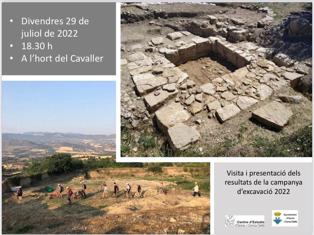🚨 Aquest divendres, a les 18:30, es farà una jornada de portes obertes al jaciment de l'Hort del Cavaller (Isona). Hi esteu convidats a conèixer els resultats de la mà de l'equip que hi ha estat treballant.