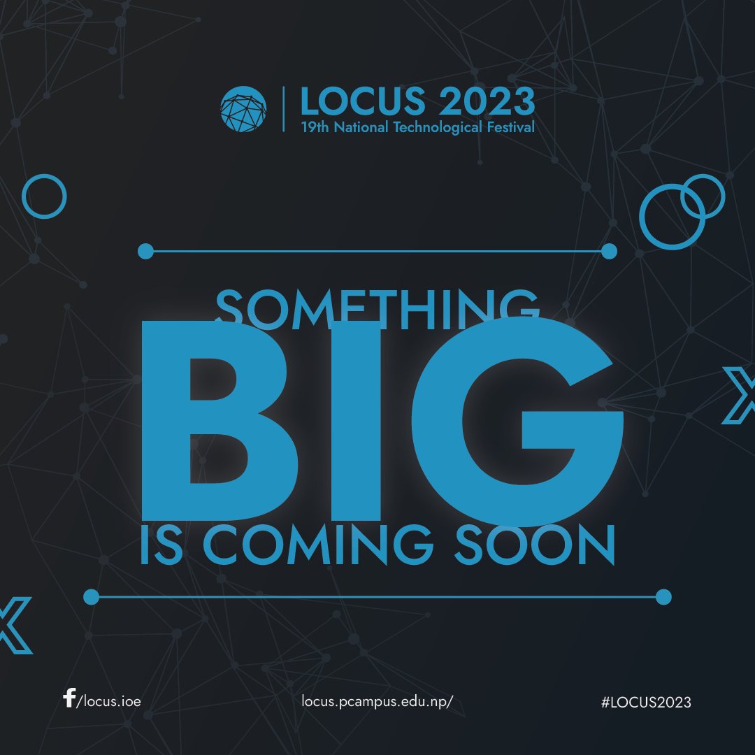 locus_ioe's tweet photo. If you thought that our programs for this semester were coming to an end, well, think again! LOCUS 2023 is coming up with something huge soon - make sure you donβt blink twice or you might miss it!
It's your time to shine ! π«π«
#locus #locus2023 #letsgolocus #locusisus https://t.co/RNjAB6cdhk