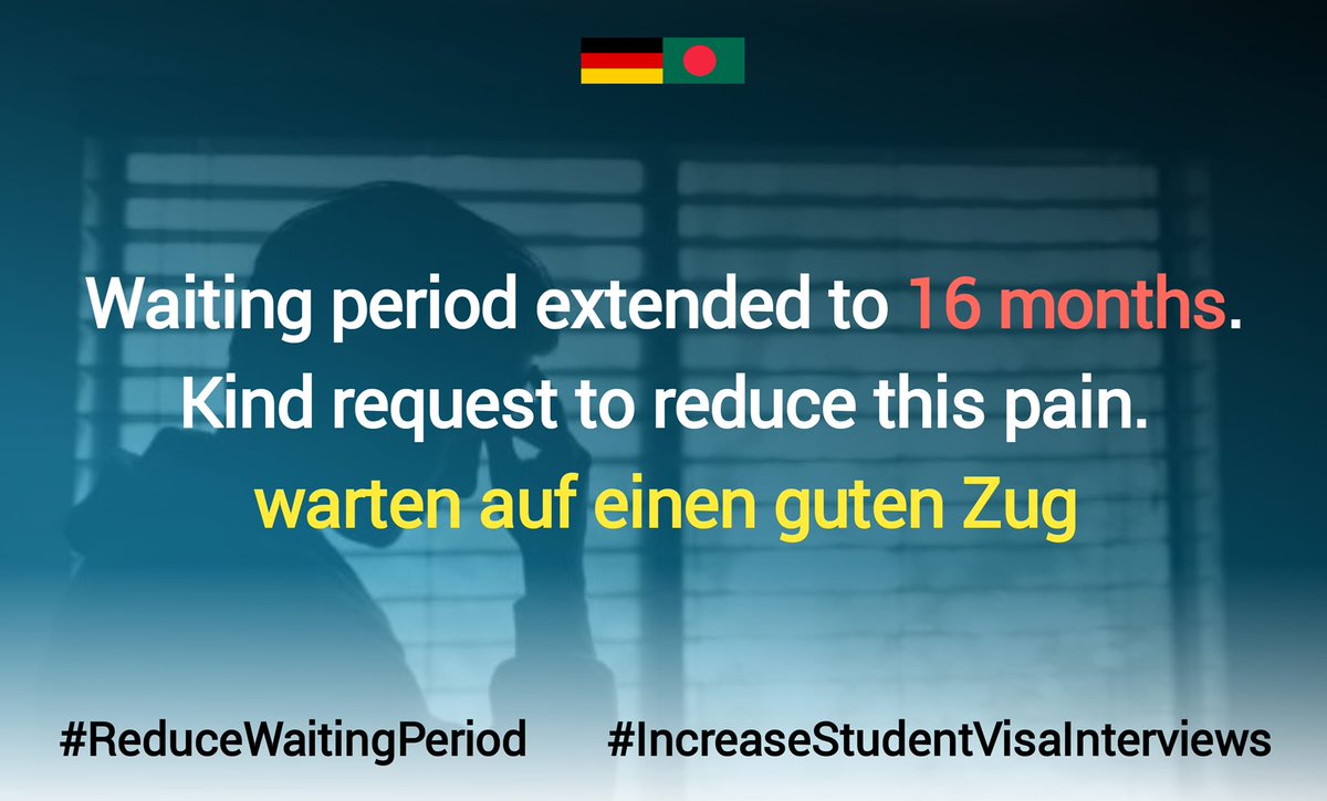 Most universities are switching to in-person teaching methods. Studentships are getting canceled. We are becoming helpless. @GermanEmbassyBD @MdShahriarAlam H.E.@GerAmbBD @JRJanowski85 @BDMOFA @AKAbdulMomen #ReduceWaitingPeriod #IncreaseStudentVisaInterviews