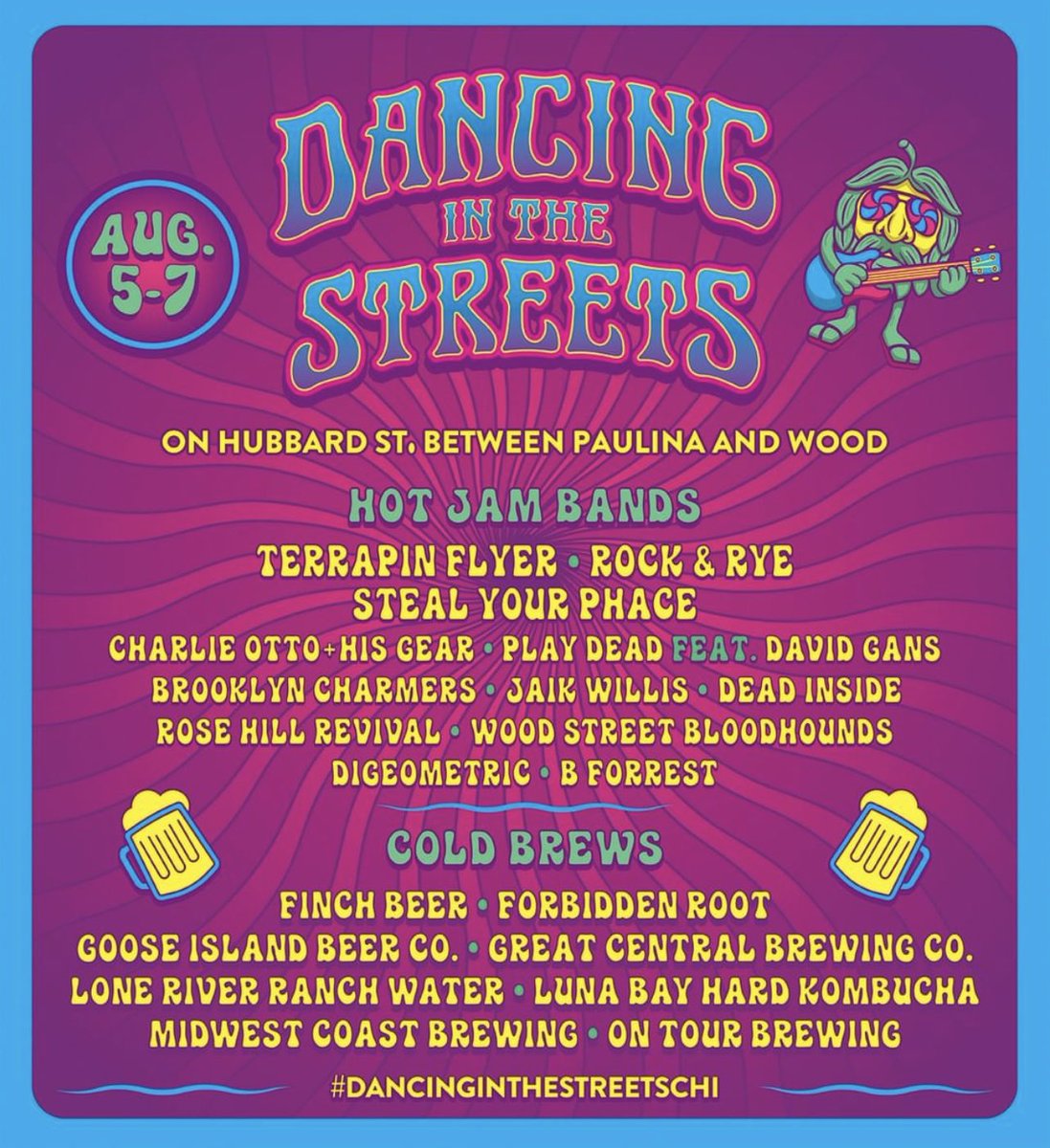 We are at #dancinginthestreets on Sunday August 7.  Great fest. Great line up.  Grateful to be a part of it.
