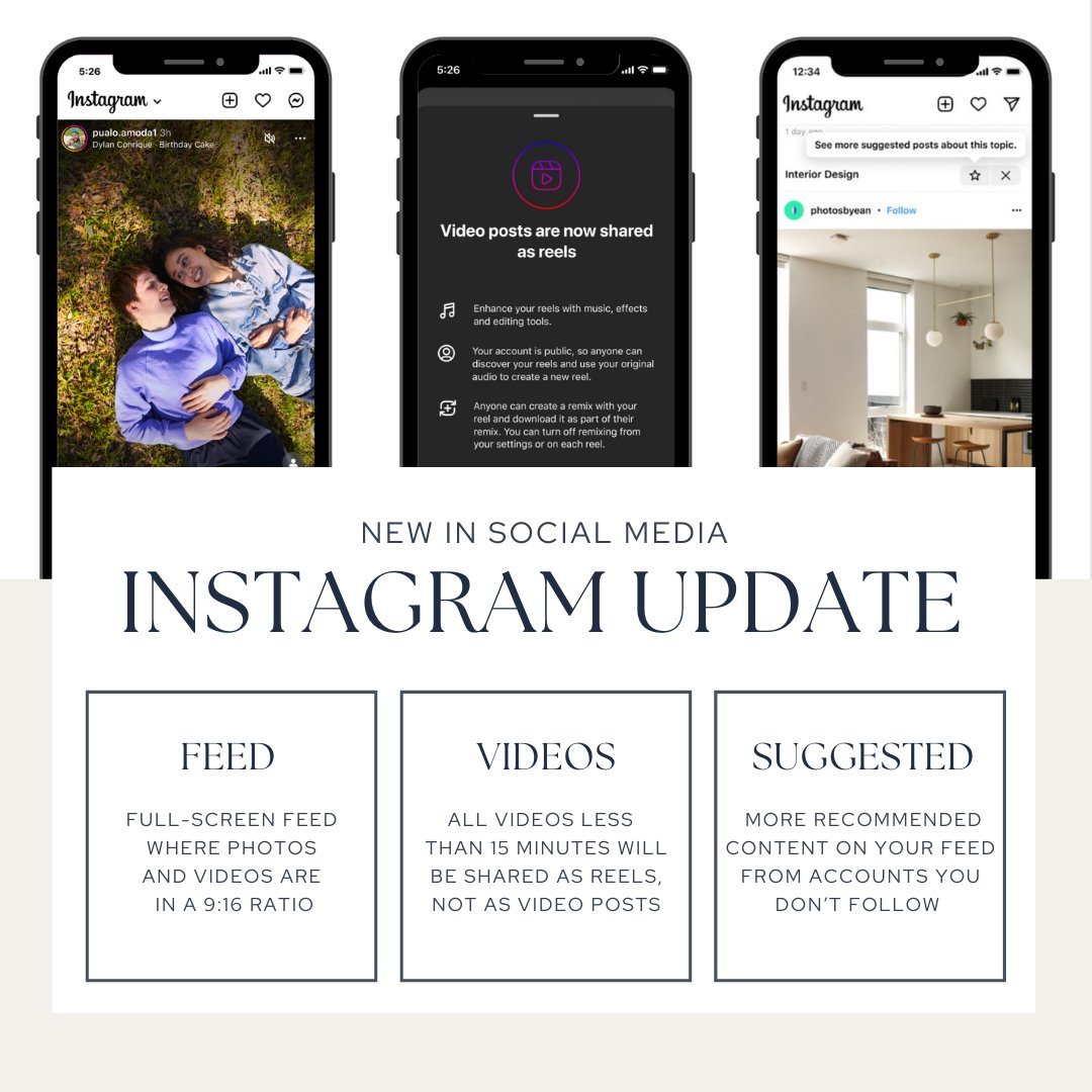 ⚠️Brace yourselves ⚠️ Another #InstagramUpdate is coming to a feed near you! 

In fact, there are 3 new updates that are slowly rolling out. Users are petitioning for the platform to return to its photo-driven algorithm, but it doesn’t seem Instagram plans to halt the changes.