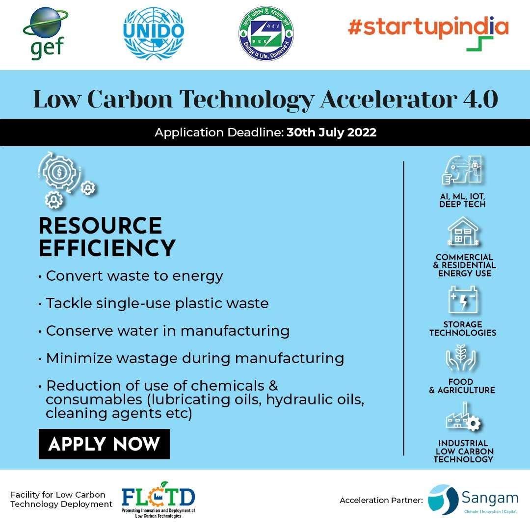 The fourth sector of focus for #FLCTDAccelerator4 is ‘Resource Efficiency’ which has dedicated thematic areas. If you are a #startup that fits in this category, then apply here before 30th July: bit.ly/3o5hj4f

@UNIDO @beeindiadigital @theGEF @TheFLCTD  @SangamVentures
