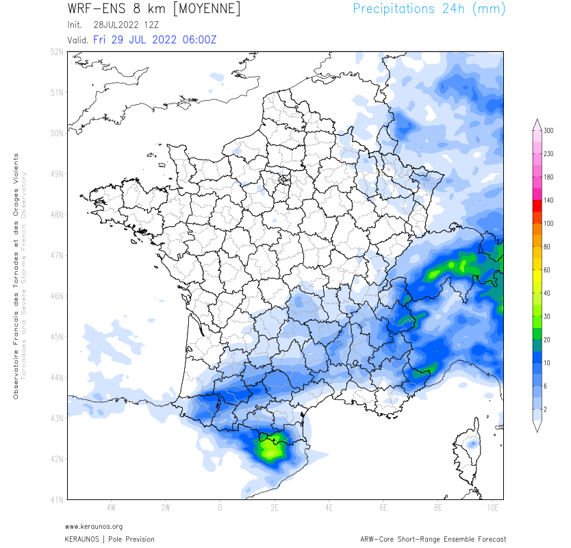 Un peu de #pluie et quelques #orages en vue pour demain vendredi entre #Aquitaine, #Occitanie et #Alpes, ainsi qu'en #Lorraine. Sans doute les dernières gouttes de pluie d'ici la fin du mois, dont le caractère exceptionnellement sec se confirme. 