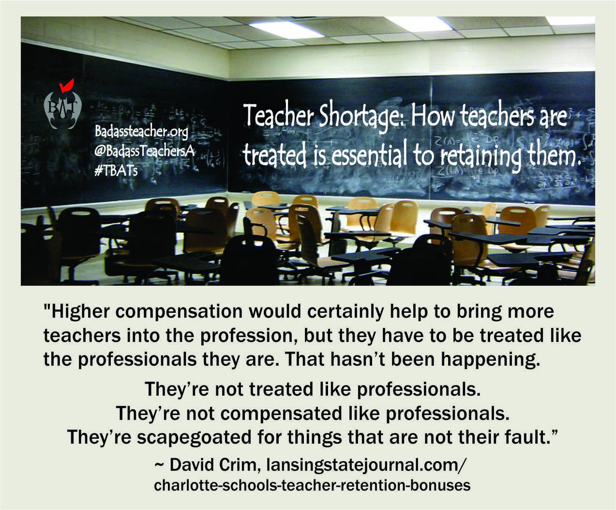 Badass Teachers Asso (@badassteachersa) on Twitter photo It's more important to keep the experienced, credentialed teachers you already have than try to hire newbies. #ExperienceMatters #TBATs <a href="/VirginiaBATs/">Virginia BATs</a> <a href="/BATs_DC/">DC BATs</a> <a href="/MIBATS/">Michigan BATS</a> <a href="/OhioBATs/">Ohio BATs</a> <a href="/PennBat/">PA BATs R Pro Charter Reform</a> <a href="/BATsDelaware/">DE BadassTeachers</a> <a href="/MarylandBAT/">Maryland BAT</a> <a href="/KentuckyBATs/">Kentucky BATs</a> <a href="/MemphisbatBa/">TennesseeBATs</a> It's more important to keep the experienced, credentialed teachers you already have than try to hire newbies. #ExperienceMatters #TBATs <a href="/VirginiaBATs/">Virginia BATs</a> <a href="/BATs_DC/">DC BATs</a> <a href="/MIBATS/">Michigan BATS</a> <a href="/OhioBATs/">Ohio BATs</a> <a href="/PennBat/">PA BATs R Pro Charter Reform</a> <a href="/BATsDelaware/">DE BadassTeachers</a> <a href="/MarylandBAT/">Maryland BAT</a> <a href="/KentuckyBATs/">Kentucky BATs</a> <a href="/MemphisbatBa/">TennesseeBATs</a>