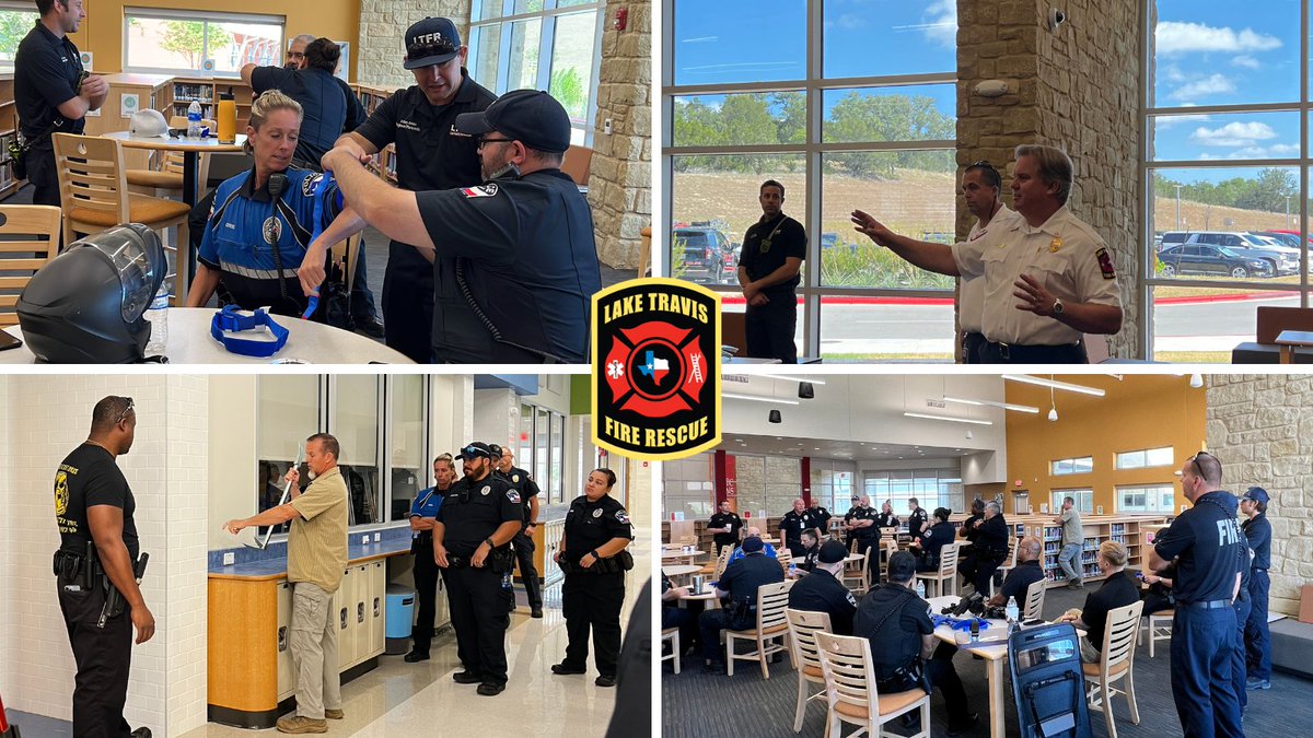 laketravisfire's tweet photo. Today, LTFR, @LakewayPD, @CityofBeeCave Police, and @ltisdschools Police participated in an active shooter training exercise. First responders training together helps provide a more efficient and effective response in a crisis. https://t.co/OMNuHHQ1wq