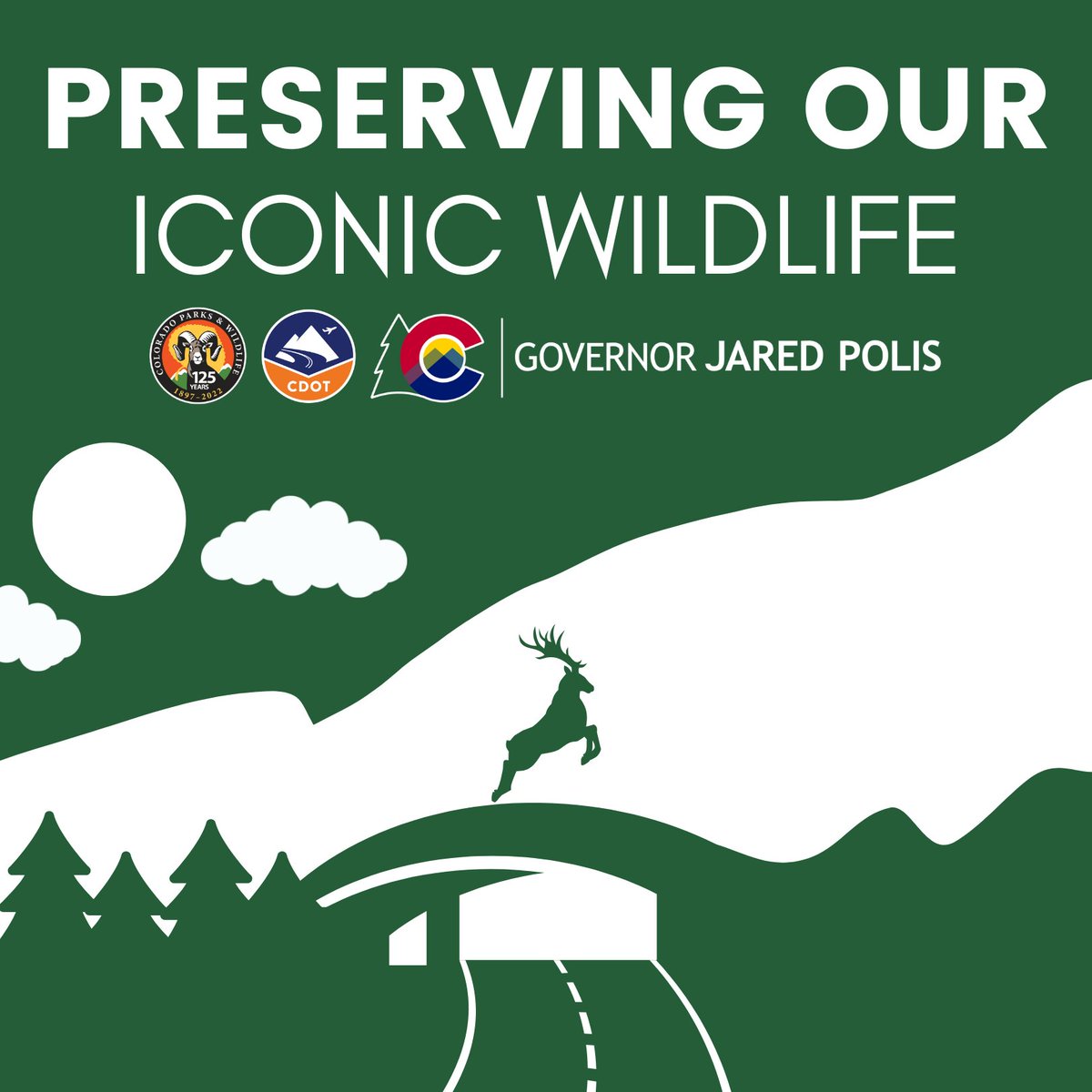 GovofCO's tweet photo. Wildlife crossings are reducing vehicle collisions and protecting the animals that call Colorado home, including on roadways like Highway 13 North of Craig, the I-25 South Gap, and I-70 West on Vail Pass, Highway 160 West of Pagosa Springs, and Highway 9 South of Kremmling. https://t.co/XAnacaocq4
