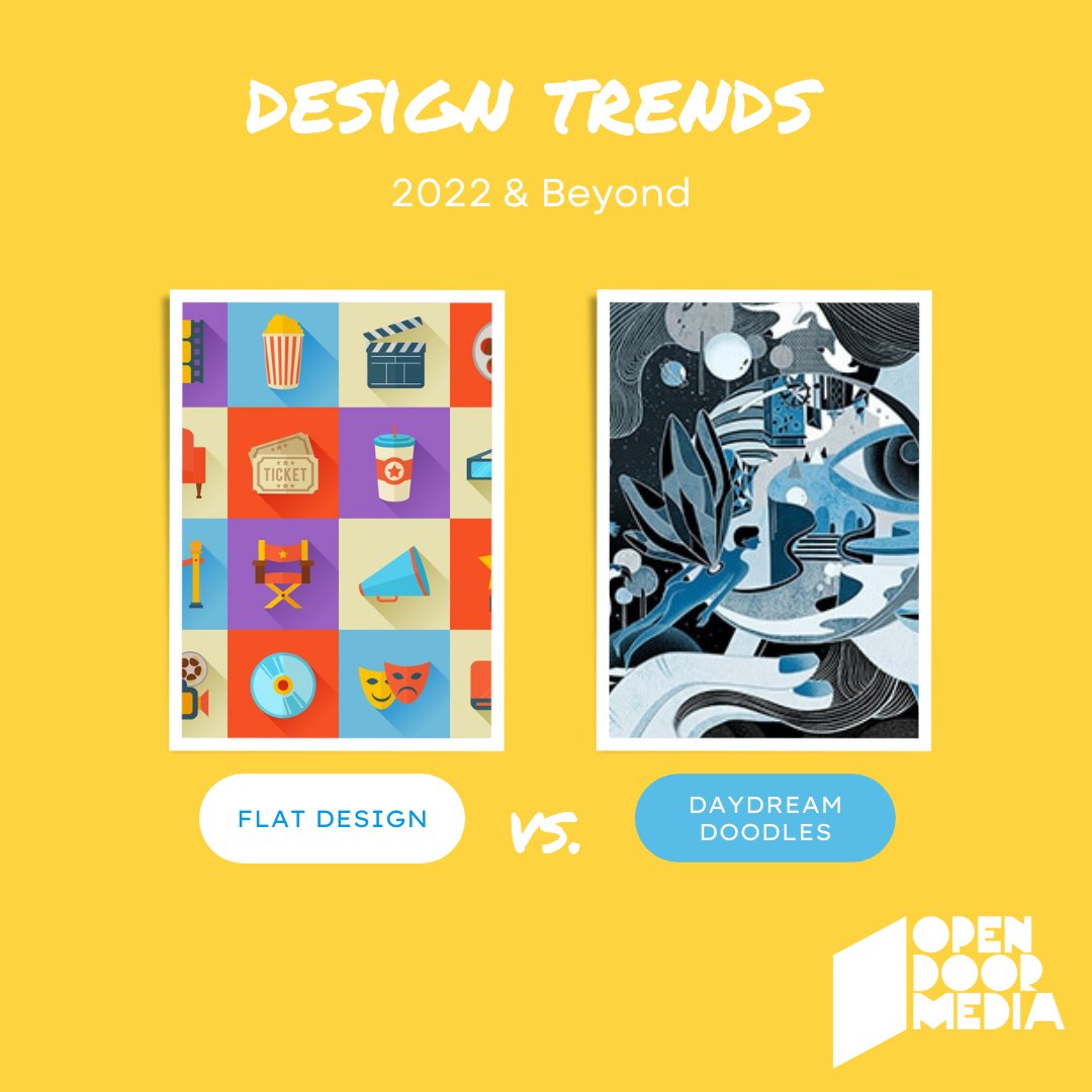OpenDoorMediaCa's tweet photo. We've been talking about how important it is that your brand design evolves to capture existing + new customers! 🟡 Swipe through for trend predictions coming up for 2022 &amp; beyond 🟡

If you want more our latest blog post explores what the future holds! 🔮 https://t.co/f9NOmlwgwM https://t.co/wrEwni9IRm