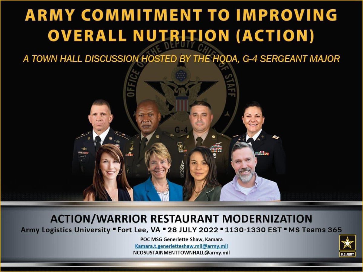 alu_lncoa's tweet photo. Today #LNCOA students from SLC and ALC participated in the G-4 Sergeant Major Town Hall covering the Army Commitment to Improving Overall Nutrition and Warrior Restaurant Modernization!
 @jimmysellers72 @SCoE_CASCOM #SustainmentExcellence #PeopleFirst #StandardsandDiscipline https://t.co/cfxZ1X6ciU