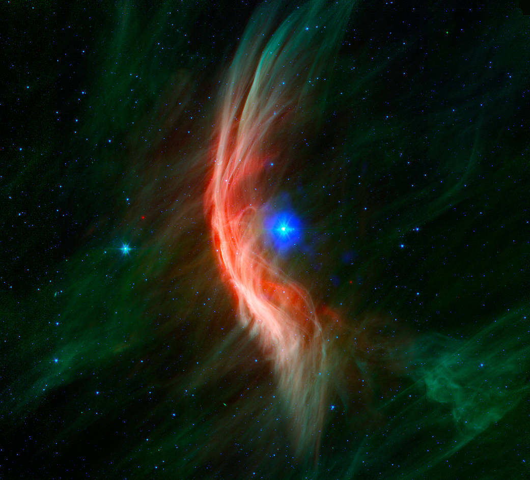 A powerful stellar explosion from a nearby star propelled Zeta Ophiuchi about 100,000 mph (160,934 km). Data from @ChandraXray shows a bubble of X-ray emission (blue) around the star is produced by gas that has been heated to tens of millions of degrees: go.nasa.gov/3S6NlKR
