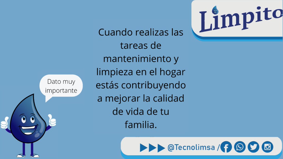 Tecnolimsa's tweet photo. Por eso para la limpieza de tu hogar confía en nosotros Tecnolimsa. #Tecnolimsa #Limpito #Tecnolimsalimpiandotufuturo #Salud #higiene #hogar https://t.co/rh1MhszC68