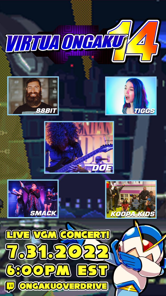 This Sunday, I’ll be performing for Virtua Ongaku 14 - a live-streamed VGM themed concert featuring <a href="/doferdrick/">Descendants of Erdrick</a>, <a href="/supersmackpop/">Super Smack is CUTE!</a>, The Koopa Kids and <a href="/tiggsvoice/">Tia Maxfield</a>! The show starts at 6pm EDT and I go on at 8:45. I hope to see you in the chat! twitch.tv/ongakuoverdrive