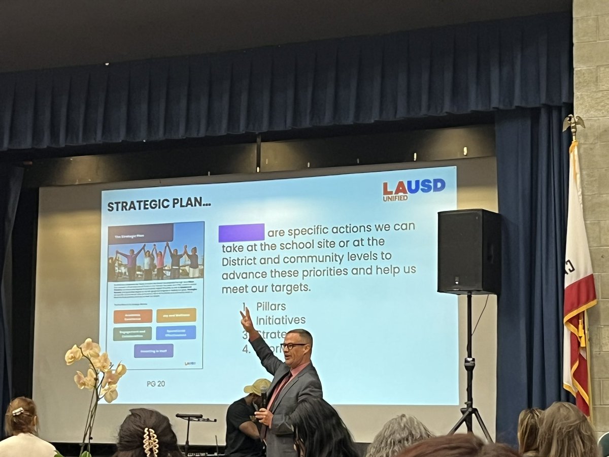 ResedaCharter's tweet image. &quot;Strategies are the specific actions we can take,&quot; Dr. David Baca @LASchools @LAUSDSup &quot;Coherence making-plan-do-study-act. We will be looking vertically and horizontally. We will dig into high quality instruction today!&quot; #strategicplan #readyfortheworld #implementationplan