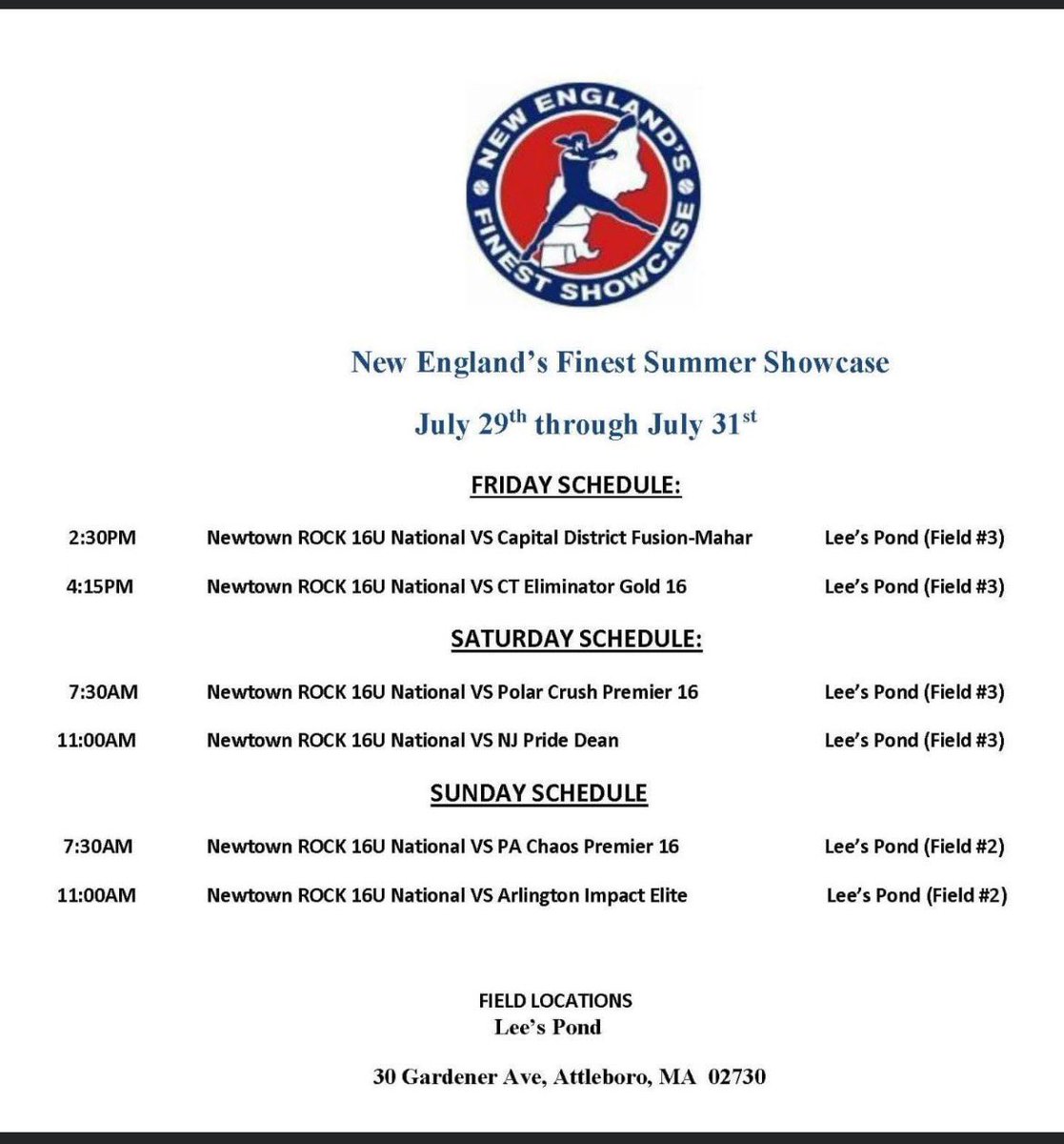 Finial tournament of the season at New Englands Finest! Here is our schedule.