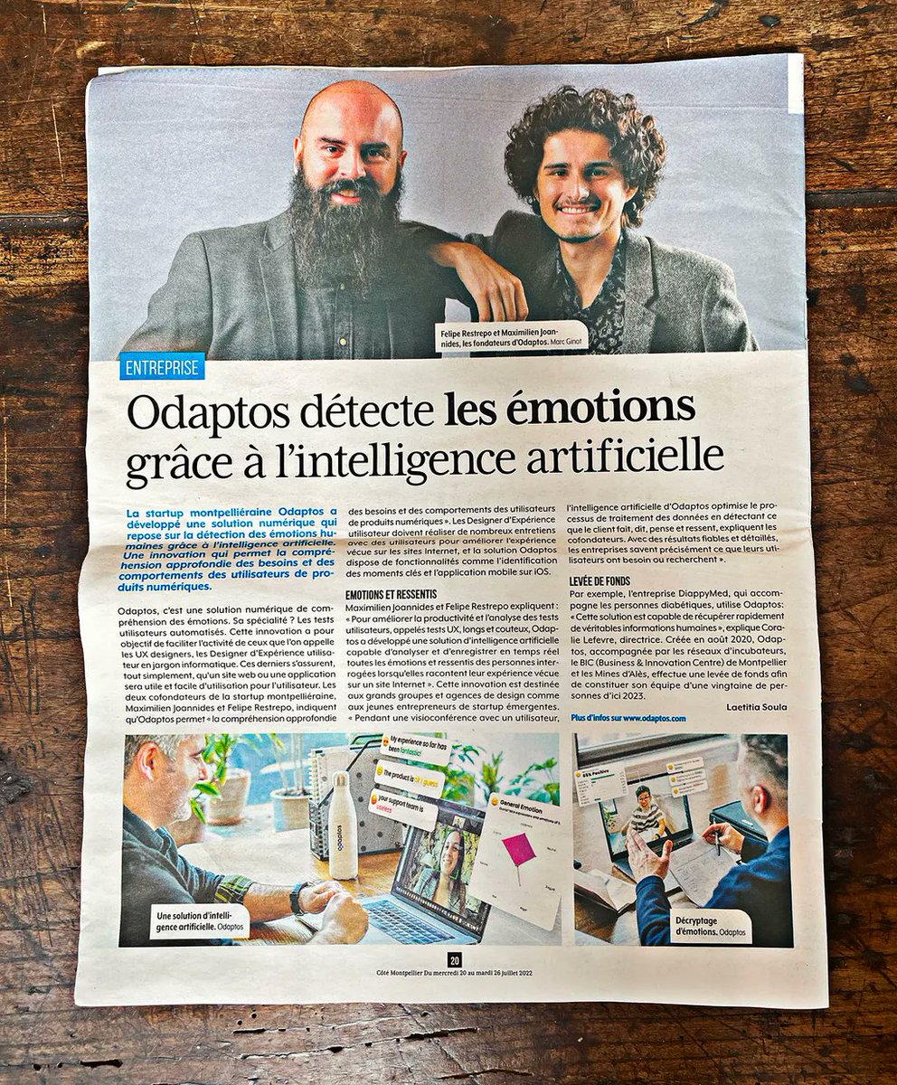 Les bonnes nouvelles s’enchainent ! ✨
Nous sommes très heureux d’être dans l’actualité locale Montpelliéraine qui permet de mettre en avant le dynamisme de la région ! 🚀

Au programme :
Point sur l’UX Design 🤩
Les émotions 🙌
L’entreprenariat 📊