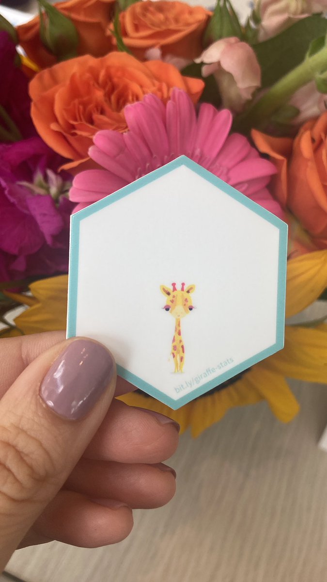 I have some <a href="/tinystats/">tinystats</a> hex stickers! Come find me at #rstudioconf2022 to get one 🦒