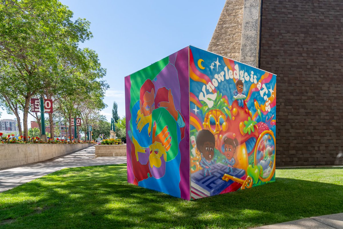 These community mural cubes were created during the #MacEwan50 celebrations back in April by @AJALouden in collaboration with #MacEwanU students, the John & Maggie Mitchell Art Gallery and everyone who added to them during the event. Stop by and see them outside of building 6!