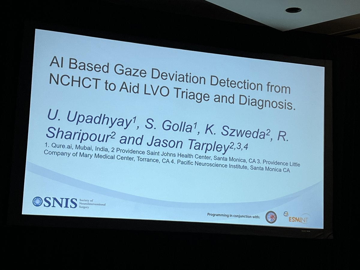 Jason Tarpley, MD presents how AI Based Gaze Deviation Detection could Aid LVO Diagnosis in NCCT #SNIS2022 @GuenegoAdrien @lila_sheikhi @DanniDiestro @JNIS_BMJ @esmintsociety @SNISinfo @fcalbuquerque51 @aggiemarie93 @rdeleacymd