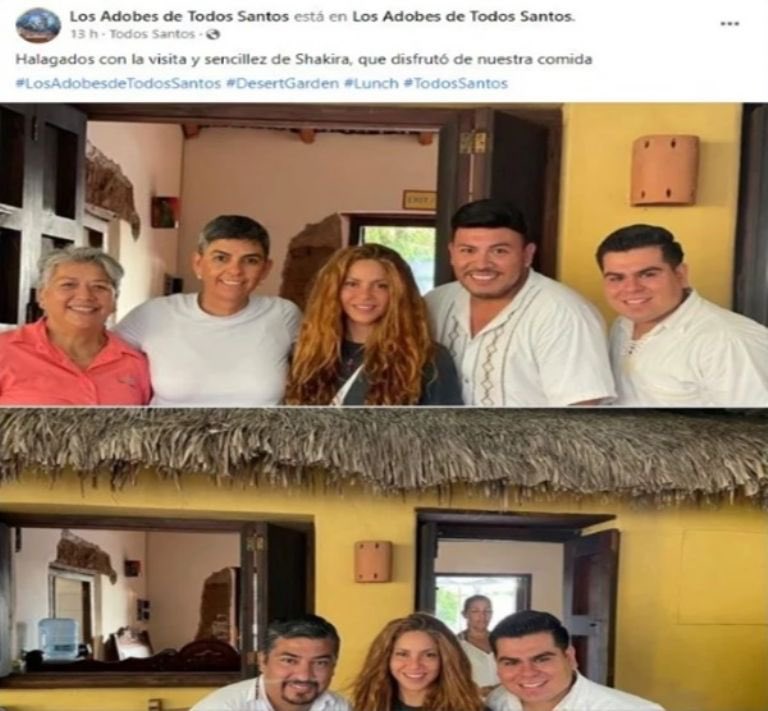 Tiempox_Mex's tweet photo. Lo disfruta al máximo 🌮

➡️Shakira fue captada en restaurante en México
A través de redes sociales circula una fotografía de la cantante con meseros y cocineros de "Los Adobes de Todos Santos", famoso restaurante local que se ubica en Baja California Sur. https://t.co/bQO8sLT3pa