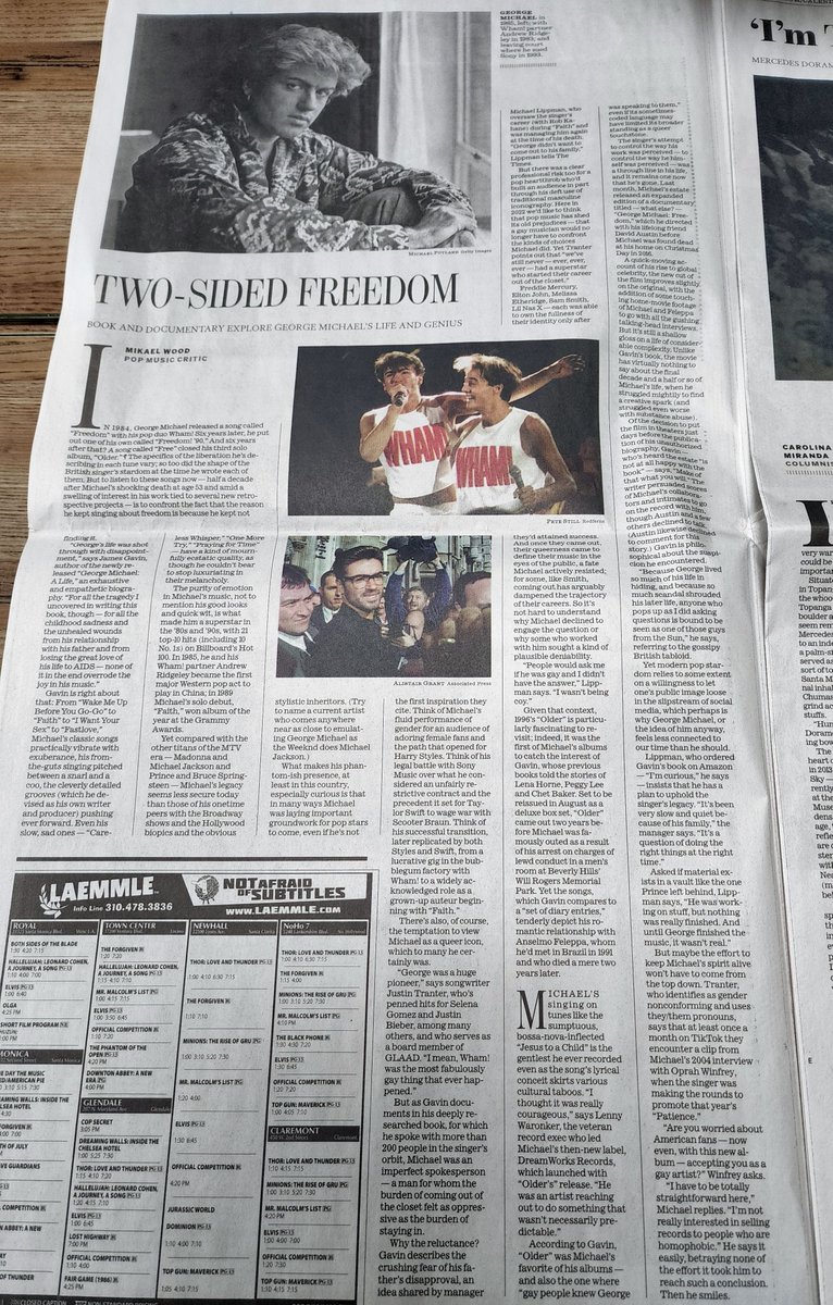 OK, that's pretty freaking cool. Never had a #book I was narrating have an article come out about it WHILE I'm recording the #audiobook ! The amazing #GeorgeMichael : A Life, coming soon from <a href="/TantorAudio/">Tantor Audio</a>  &amp; a just-released #documentary, were featured in the Sunday <a href="/latimes/">Los Angeles Times</a>