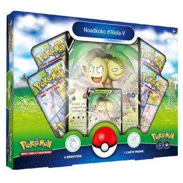 Le Coffret Pokémon Noadkoko d’Alola-V contient 1 carte brillante et 1 carte grand format brillante de Noadkoko d’Alola-V ainsi que 4 boosters du JCC Pokémon GO.
Le Coffret Noadkoko D’Alola-V est de stock Ludi Corner
ludicorner.be/produit/coffre…