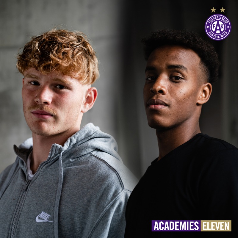 FKAustriaWien's tweet photo. ✍️ Perspektivverträge für zwei Talente 💜

✨ Osman Abdi und Jonas Überbacher werden in das Projekt #AcademiesEleven aufgenommen, in dem Austria Wien seine talentiertesten Akademie-Spieler mit Perspektivverträgen ausstattet.

👉 https://t.co/tPobTfQd3U
#faklive #FAK 
📸 @mrshaked