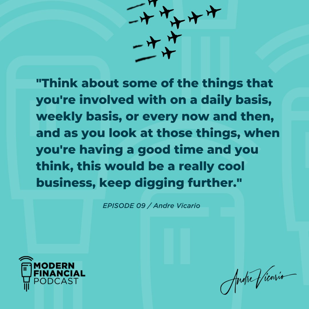 mod_financial's tweet photo. In this episode of The Modern Financial Podcast, Episode 09 w/  @vicario_andre  discusses how to find great business opportunities. #modfinancial #modpreneurs #financialpodcast https://t.co/DbMfKHSw6Y