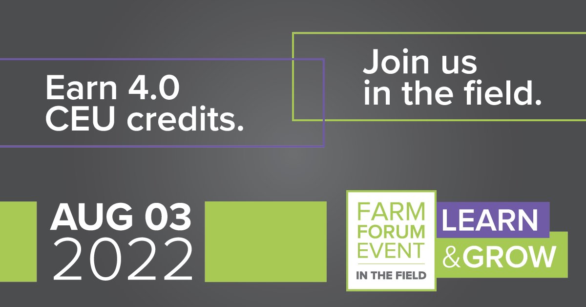 Join us on August 3, 2022! 📅

We're taking everything you love about Farm Forum Event and taking it to the @DiscoveryFarmSK site to let you earn your CEU credits in the field!🌱🌾

Learn more⤵️
farmforumevent.com/in-the-field/