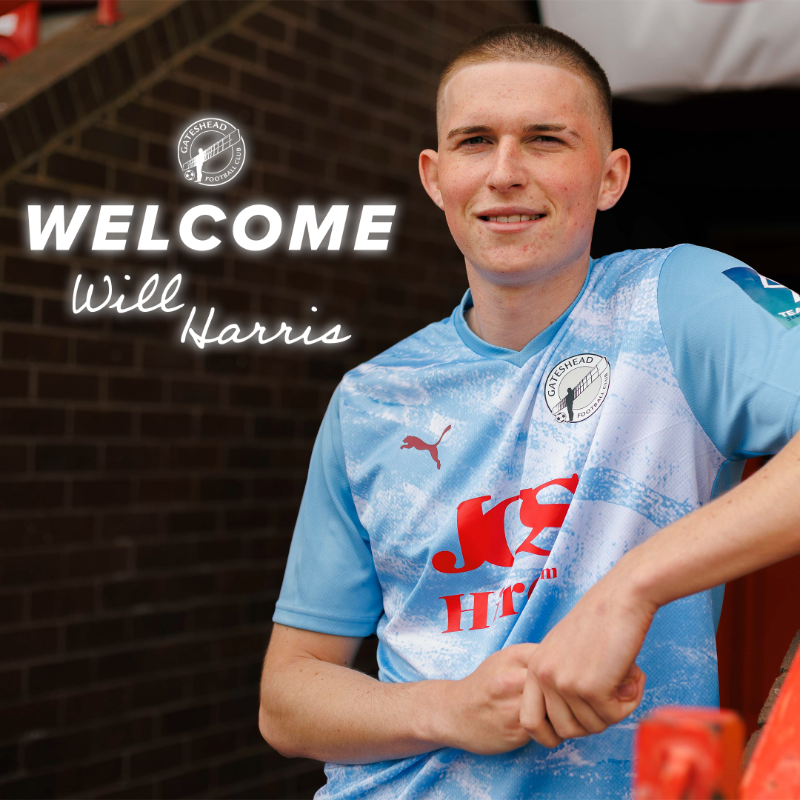 GatesheadFC's tweet photo. Welcome to Gateshead, @_willharris9! ✅

The forward joins on a one-year deal with an optional second year extension.

#WorClub ⚪️⚫️